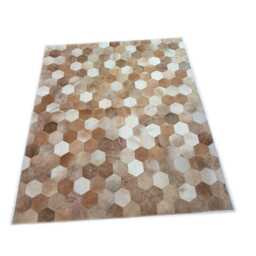 Cowhide Patchwork Rug Hexagon Camel - thumbnail 4
