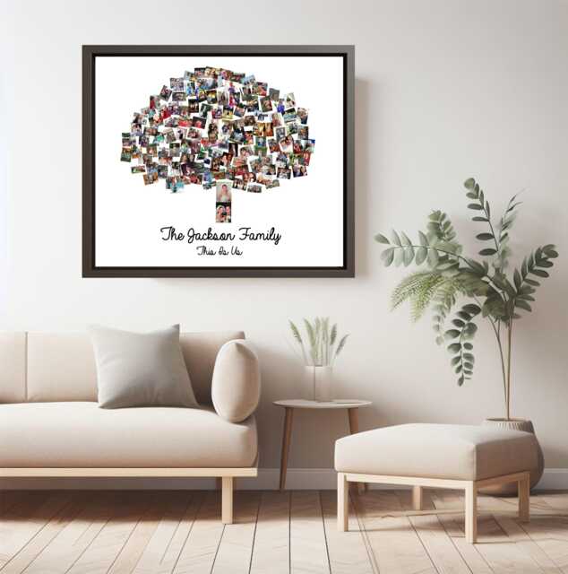 Custom Family Tree Photo Collage Art Personalized Canvas Print - image 1