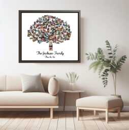 Custom Family Tree Photo Collage Art Personalized Canvas Print - thumbnail 1