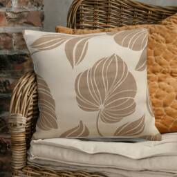 Brown/Cream Floral Cushion Covers - Brocade Decorative Throw Pillow 18 - thumbnail 1