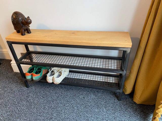 Shoe Rack - Industrial Metal Shoe Rack -Shoe Store Wooden Organiser - image 1