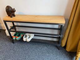 Shoe Rack - Industrial Metal Shoe Rack -Shoe Store Wooden Organiser