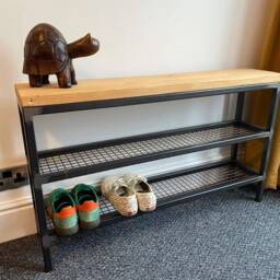 Shoe Rack - Industrial Metal Shoe Rack -Shoe Store Wooden Organiser - thumbnail 2
