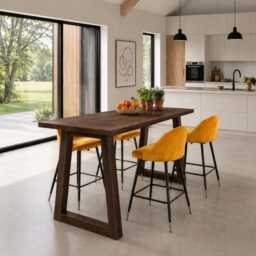 Brigg Straight Edge Breakfast Bar Trapezium Wooden Legs - thumbnail 2