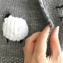 Sheep Baby Blanket, Handknit, Fuzzy Sheep, Knitted Sheep Designed Wool Baby Blanket, Car Seat & Stroller Size Too, Ready To Ship - thumbnail 2