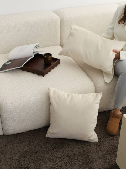 Cream Color Linen Throw Pillow Cover, Thick & Soft Case, Any Custom Size, Comfy Cushion Many Options, 18x18 - image 1