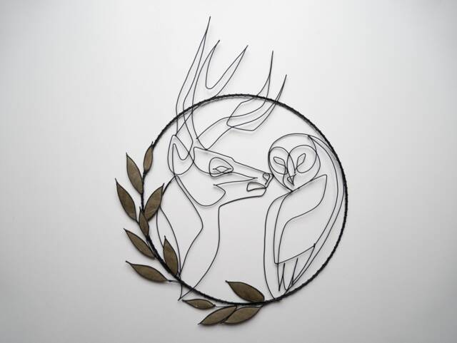 Metal Deer Head, Metal Owl, Wire Wall Decor, Decorative Wreath, Personalized Quote, Sculpture