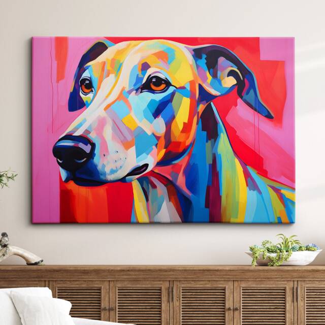 Colorful Whippet Dog Pet Abstract Modern Oil Painting Wall Art Framed Canvas Poster Print Home Kitchen Living Room Decor Gift Idea - image 1