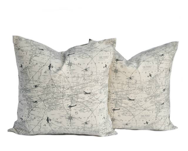 Two Quality Premier Pillow Covers, Cushion, Decorative Throw Pillow, Off White Accent Air Plane Travel Case - image 1