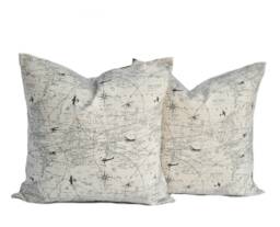 Two Quality Premier Pillow Covers, Cushion, Decorative Throw Pillow, Off White Accent Air Plane Travel Case - thumbnail 1