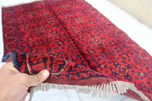 Bukhara Rug, 3'5x5'3 Ft Afghan Handmade Veg Dyes Wool Tribal Turkmen Oriental Red Rug 3x5 Rugs For Living Room Kitchen - image 1
