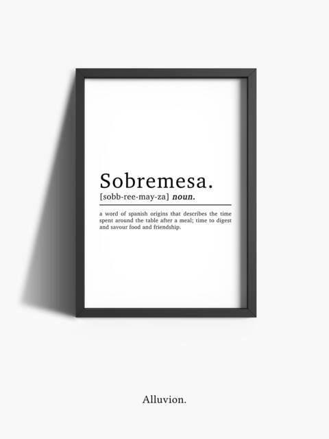 Home Bar Accessories - Sobremesa Definition Wall Print Kitchen Prints Decor Friendship Quote Art Framed - image 1