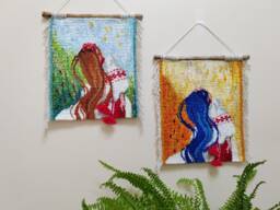 Handmade Macrame Vyshyvanka Wall Hanging Woven Tapestry Art