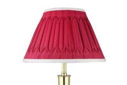 Handmade Silk Empire Lampshade in Cerise With Cream Trim. Gothic Pleat - thumbnail 1