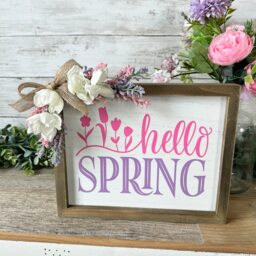 Spring Framed Wood Sign, Home Decor, R Wall Mantle Shelf Hello Sign - thumbnail 2