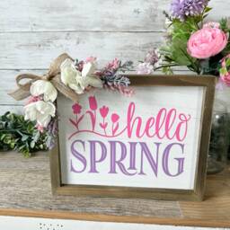 Spring Framed Wood Sign, Home Decor, R Wall Mantle Shelf Hello Sign - thumbnail 4