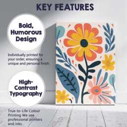 Contemporary Folk Art Floral Pattern With Peach & Mustard Blossoms Canvas Wall Print Decor Picture Ready To Hang - thumbnail 2