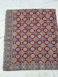 Ajarak Floral Print Beautiful Decorative Indian Handmade Kantha Quilt Bedspread, Coverlet Size Queen - thumbnail 1