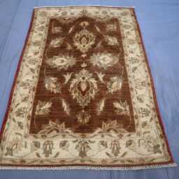 3x4 Ft Tribal Area Rug - Brown Afghan Hand Knotted Wool Natural Veg Dyes, Turkmen Oushak Rug, Oriental Kitchen Entryway - thumbnail 2