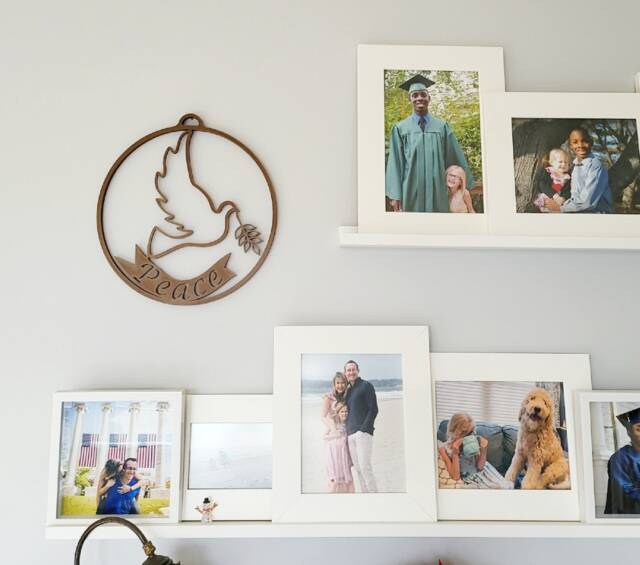 3D Printed Peace Dove Wreath, Walnut Bioplastic Wall Art, Made in Usa - image 1
