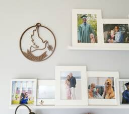 3D Printed Peace Dove Wreath, Walnut Bioplastic Wall Art, Made in Usa