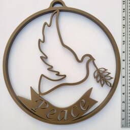 3D Printed Peace Dove Wreath, Walnut Bioplastic Wall Art, Made in Usa - thumbnail 2