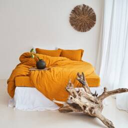 Saffron Linen Duvet Cover European Bedding, Boho Style - thumbnail 3