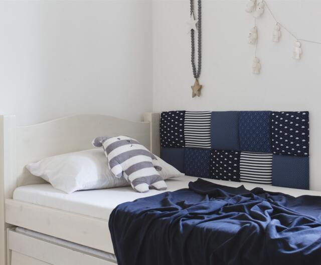 Self Adhesive Headboard Wall Tiles, Upholstered Fabric Panels, Over The Bed Decor For Single/Full Queen , Teen Kids Room - image 1