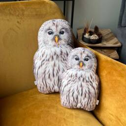 Realistic Tawny Owl Pillow, Woodland Decor Cushion - thumbnail 2