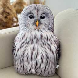 Realistic Tawny Owl Pillow, Woodland Decor Cushion - thumbnail 4