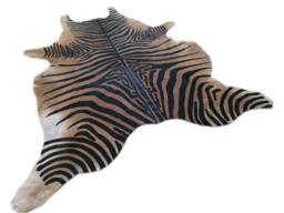 Cowhide Rug Zebra Black & Brown Unique A261 2.1 X 1.9 M Or 6.9 6.1 Ft Cow Hide Peau De Zebre Zebra Printed - thumbnail 1