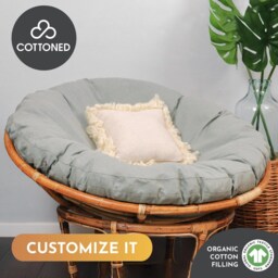 Custom Organic Cotton Papasan Chair Cushion With Washable Cover - Or Only Any Size, Shape & Fabric On Request - thumbnail 2