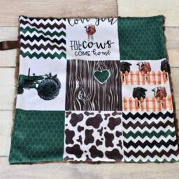 Cow Lovey - Farm Tractor Security Blanket Green Mini Baby Gift - thumbnail 2