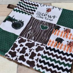 Cow Lovey - Farm Tractor Security Blanket Green Mini Baby Gift - thumbnail 3