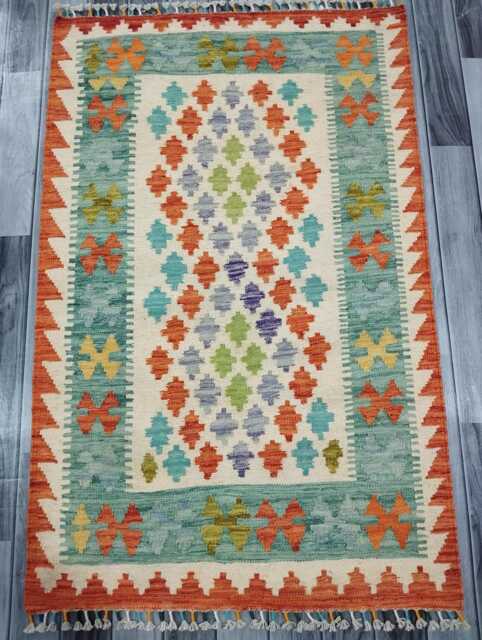 Kilim Rug Classic, Handmade Artisan Afghan Turkish Scandinavian Navajo Bohemian Wool Flatweave Multicolour 133x86 cm - image 1