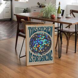 This Kitchen Is For Dancing Print, Disco Ball, Retro Poster, Trendy Wall Art, Prints, Decor, Unframed - thumbnail 2