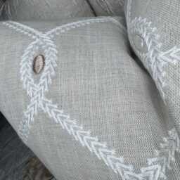 Natural Pillow Cover, Elegant Embroidered Cushion Cover Clarke & Opus Fabric, Cotton Blend Throw Cover Neutral Home Decor - thumbnail 2