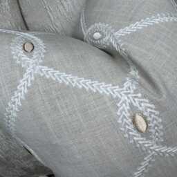 Natural Pillow Cover, Elegant Embroidered Cushion Cover Clarke & Opus Fabric, Cotton Blend Throw Cover Neutral Home Decor - thumbnail 3