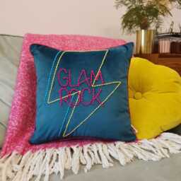Glam Rock Lightning Bolt Embroidered Velvet Cushion - thumbnail 3