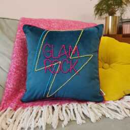 Glam Rock Lightning Bolt Embroidered Velvet Cushion - thumbnail 4