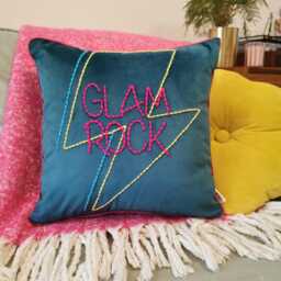 Glam Rock Lightning Bolt Embroidered Velvet Cushion - thumbnail 2
