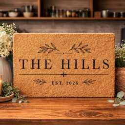 Farmhouse Bold Caps Est Year - Custom Family Name Established Date Mat - thumbnail 3