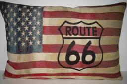 Route 66 Large Usa Decorative Pillow Cover Stars & Stripes Flag America Pillowcase - thumbnail 1