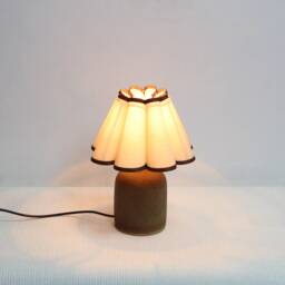 Handmade Khaki Fabric Lamp With Brown Ceramic Base - Home Decor-9# - thumbnail 4
