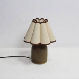 Handmade Khaki Fabric Lamp With Brown Ceramic Base - Home Decor-9# - thumbnail 3