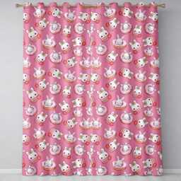 Cute Bunny Donut Dessert Kawaii Pink Background Seamless Pattern Readymade Eyelet Ring Top Thermal 100% Blackout Curtains - thumbnail 2