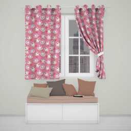 Cute Bunny Donut Dessert Kawaii Pink Background Seamless Pattern Readymade Eyelet Ring Top Thermal 100% Blackout Curtains - thumbnail 1