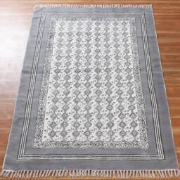 Hand Block Printed Cotton Runner Rug, Yellow & Blue, Hallway Stair Decor - thumbnail 4