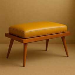 Mid-Century Modern Leather Bench Handmade Entryway Seating - thumbnail 2