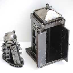 Police Box Recycle Scrap Metal Sculpture, Decoration Items, Geek Valentine Gifts - thumbnail 4